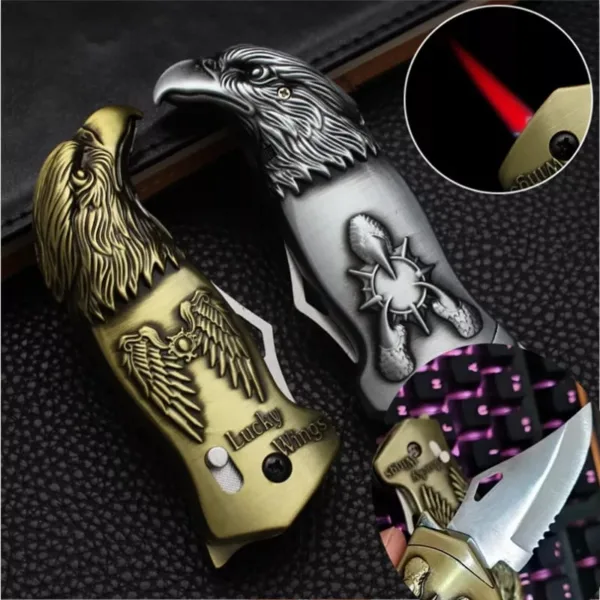 Eagle Head Lighter With Openable Knife